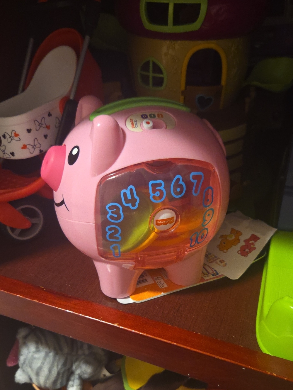 Fisher-Price Pink Interactive Laugh & Learn Piggy Bank with Multicolor Coins